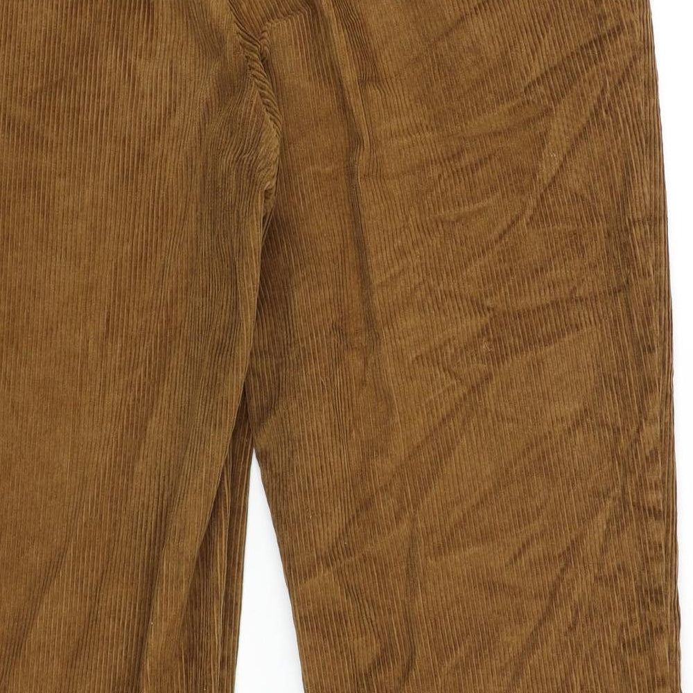 Marks and Spencer Mens Brown Polyester Trousers Size 36 in L31 in Regular Zip