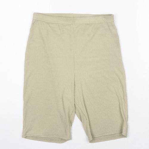 PRETTYLITTLETHING Womens Green Polyester Compression Shorts Size 12 Regular Pull On