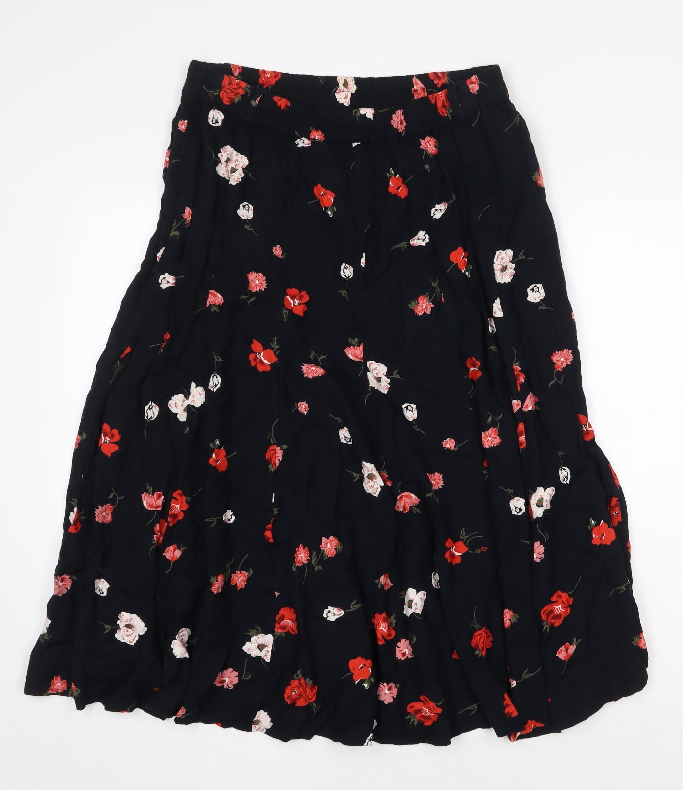 Compliments Womens Blue Floral Viscose Swing Skirt Size 18