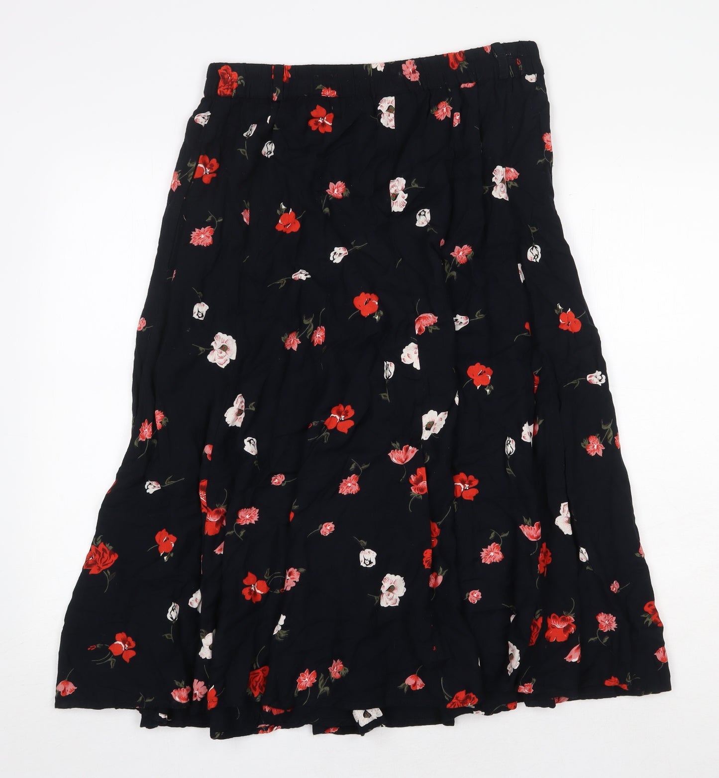 Compliments Womens Blue Floral Viscose Swing Skirt Size 18
