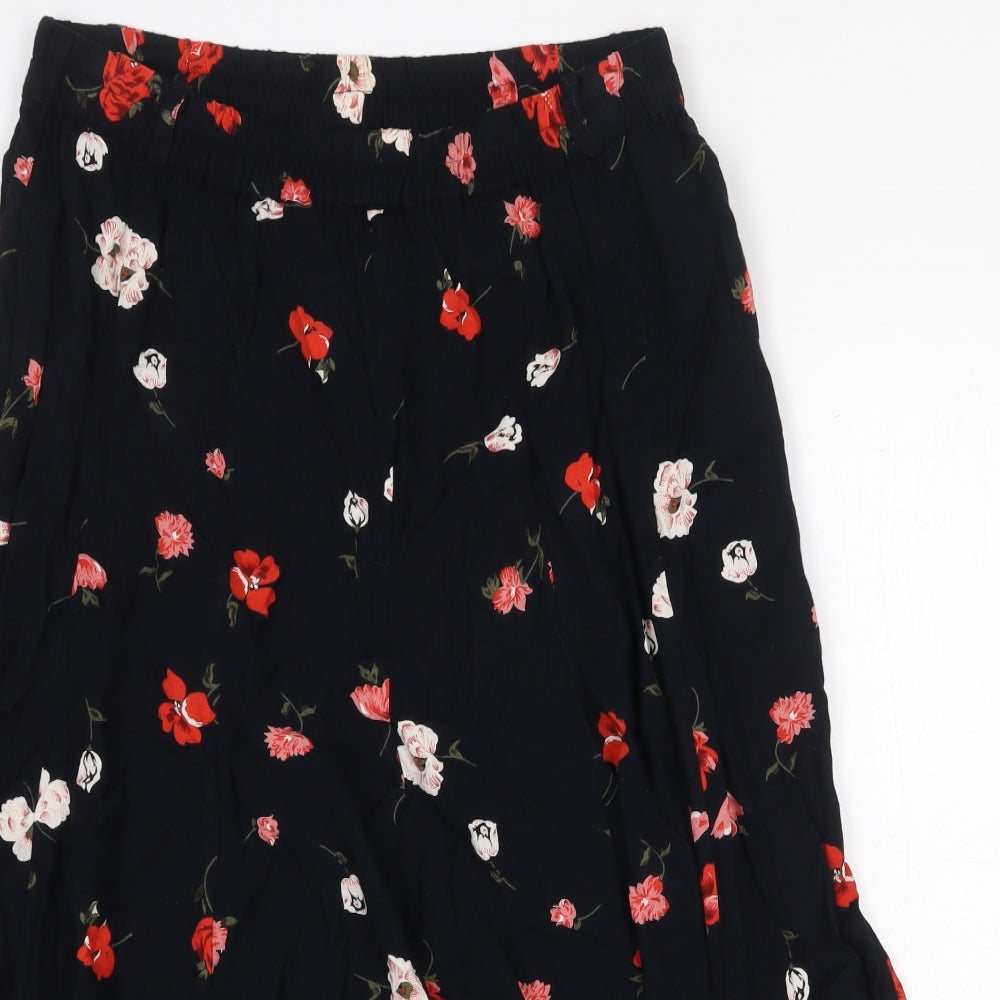 Compliments Womens Blue Floral Viscose Swing Skirt Size 18