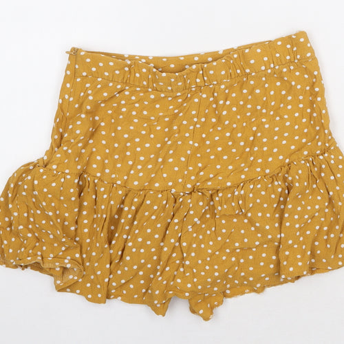 Zara Womens Yellow Polyester Skater Skirt Size S Zip