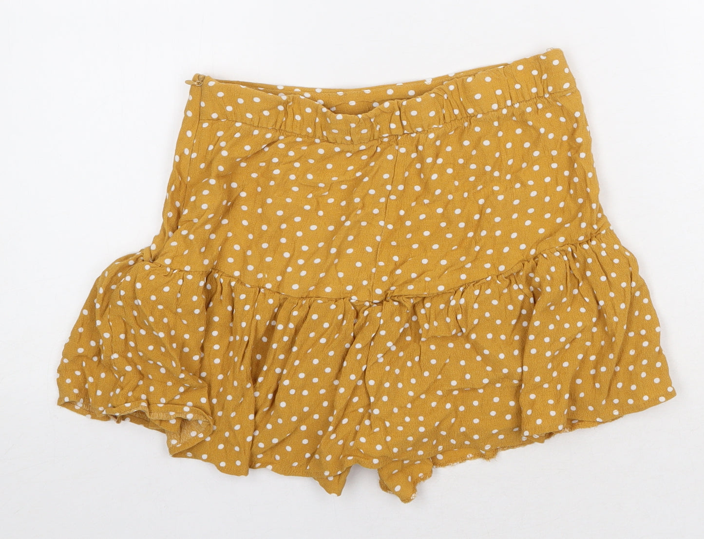Zara Womens Yellow Polyester Skater Skirt Size S Zip
