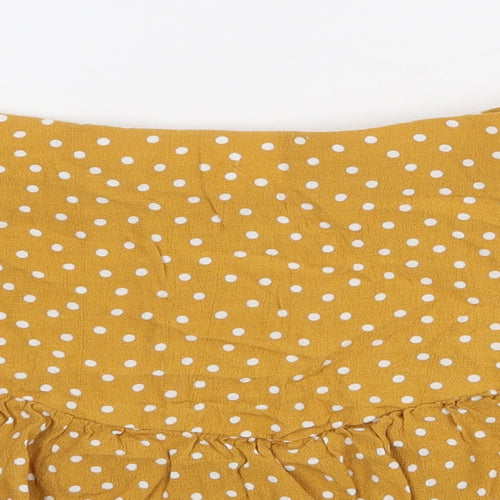 Zara Womens Yellow Polyester Skater Skirt Size S Zip