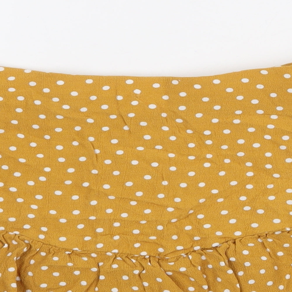 Zara Womens Yellow Polyester Skater Skirt Size S Zip
