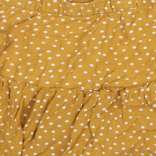 Zara Womens Yellow Polyester Skater Skirt Size S Zip