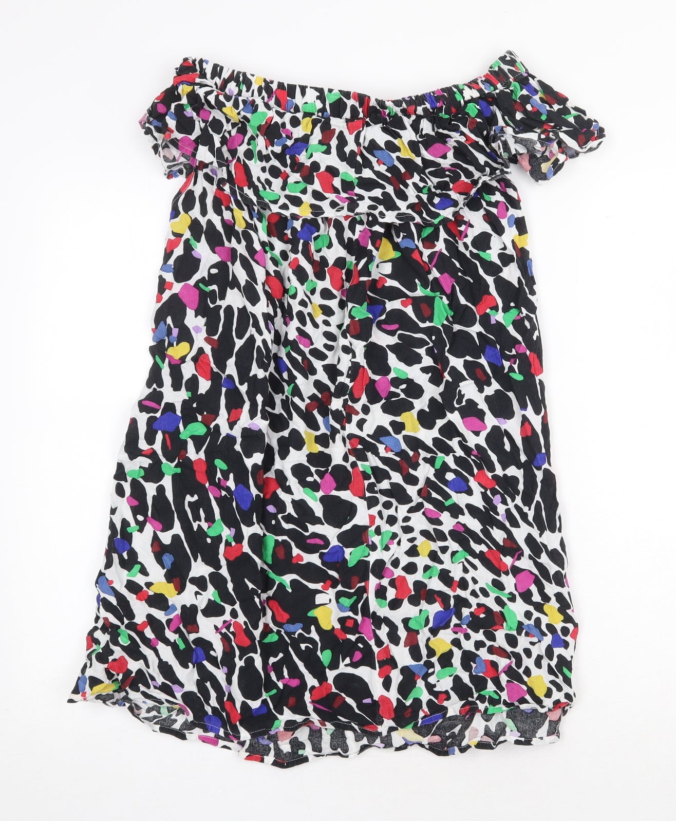 Primark Womens Multicoloured Animal Print Viscose Shift Size 16 Off the Shoulder Pullover