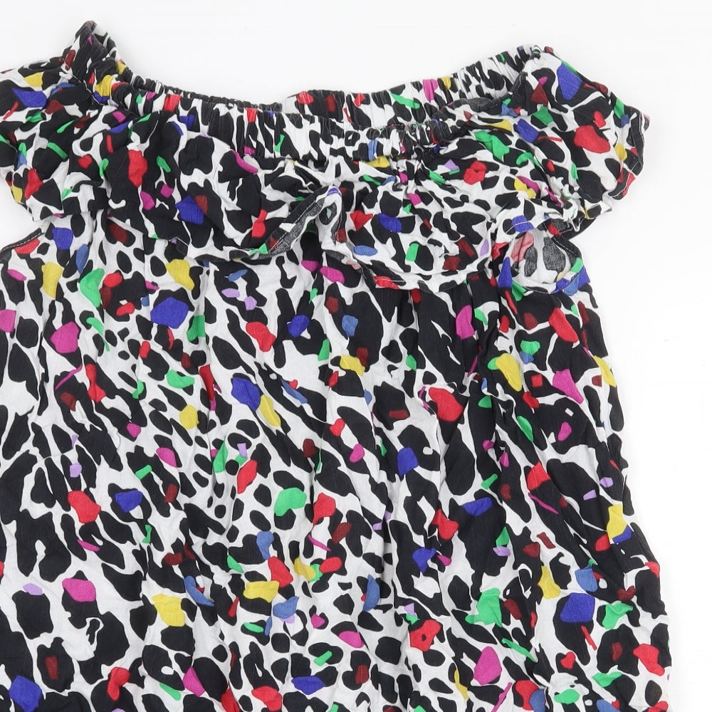 Primark Womens Multicoloured Animal Print Viscose Shift Size 16 Off the Shoulder Pullover