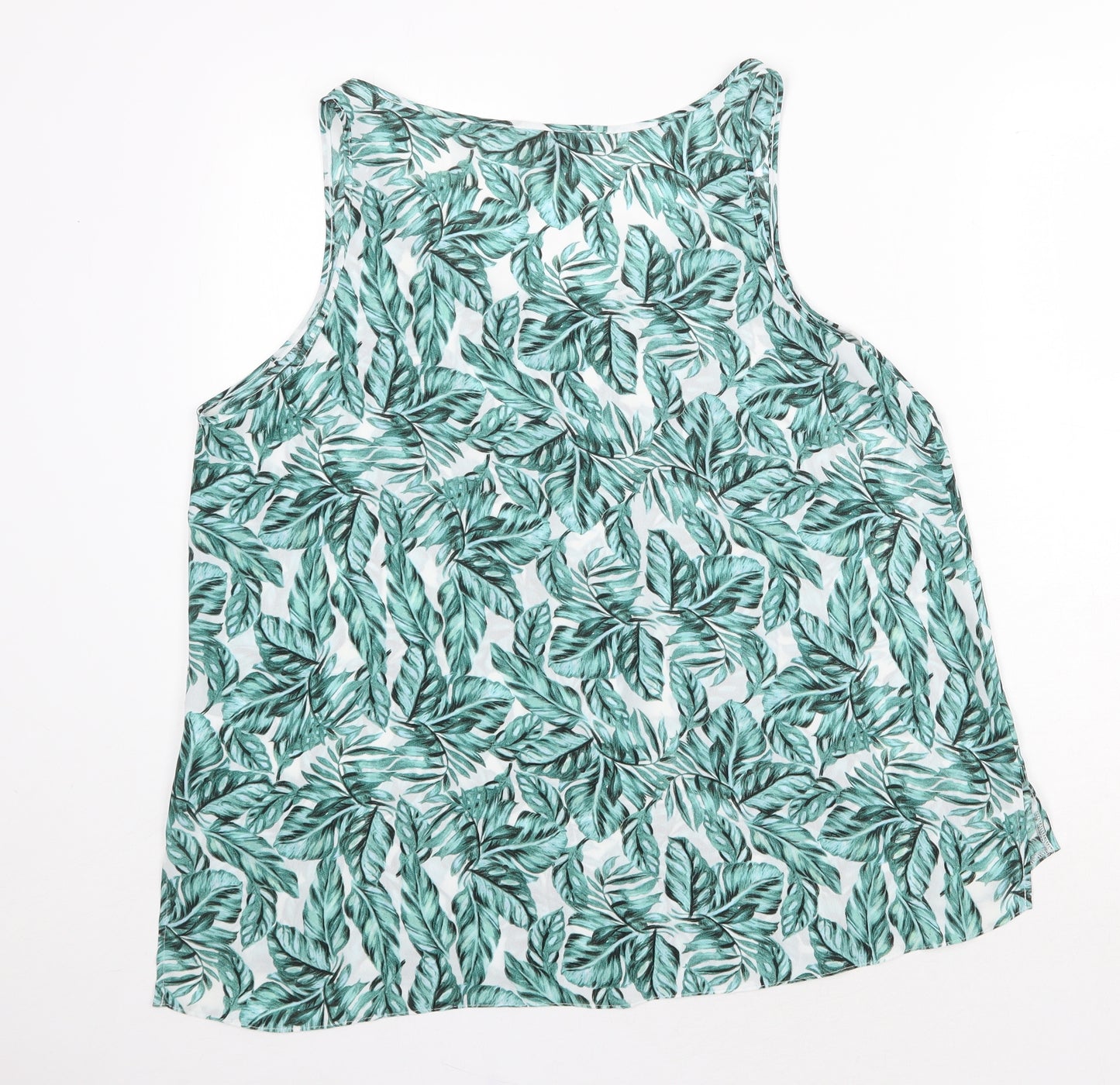 Primark Womens Green Geometric Polyester Tunic Tank Size 18 Scoop Neck - Leaf Print