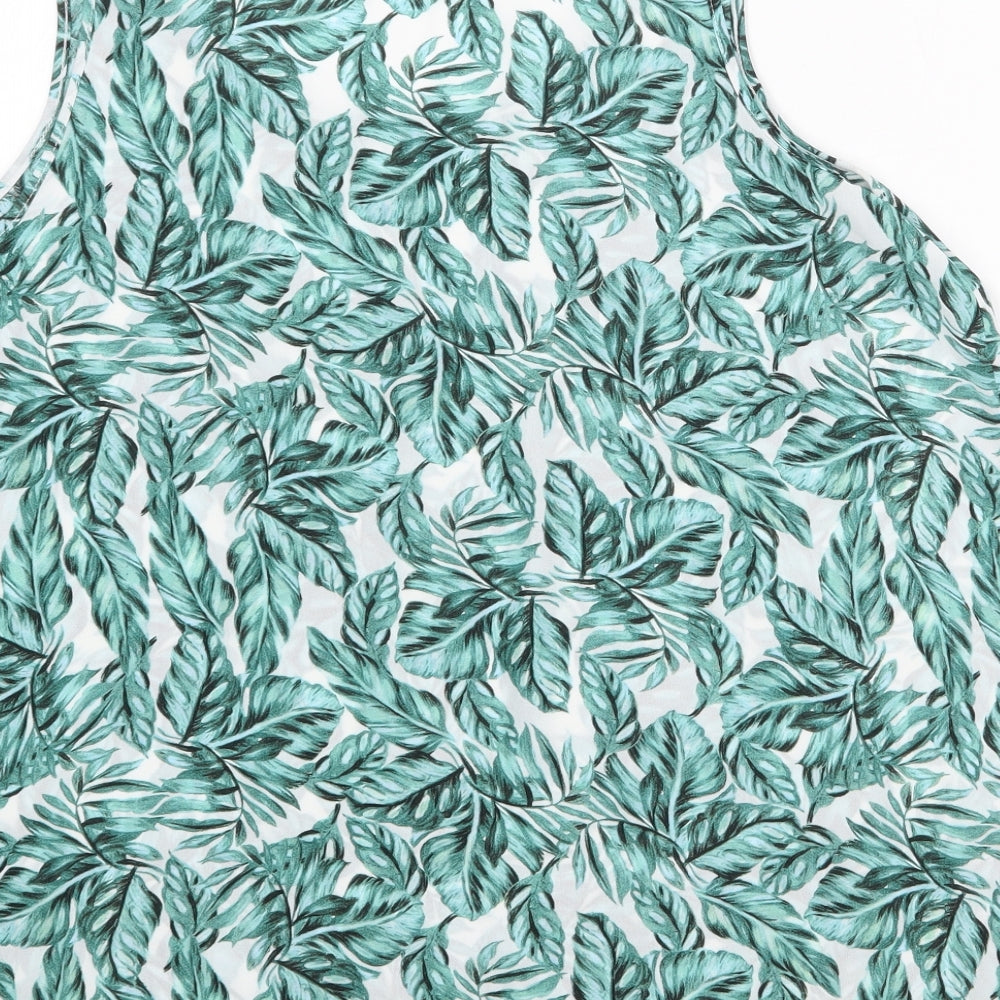 Primark Womens Green Geometric Polyester Tunic Tank Size 18 Scoop Neck - Leaf Print