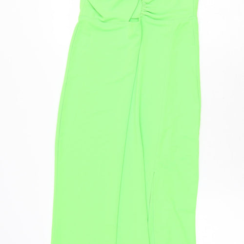 H&M Womens Green Polyester Slip Dress Size XS V-Neck Pullover