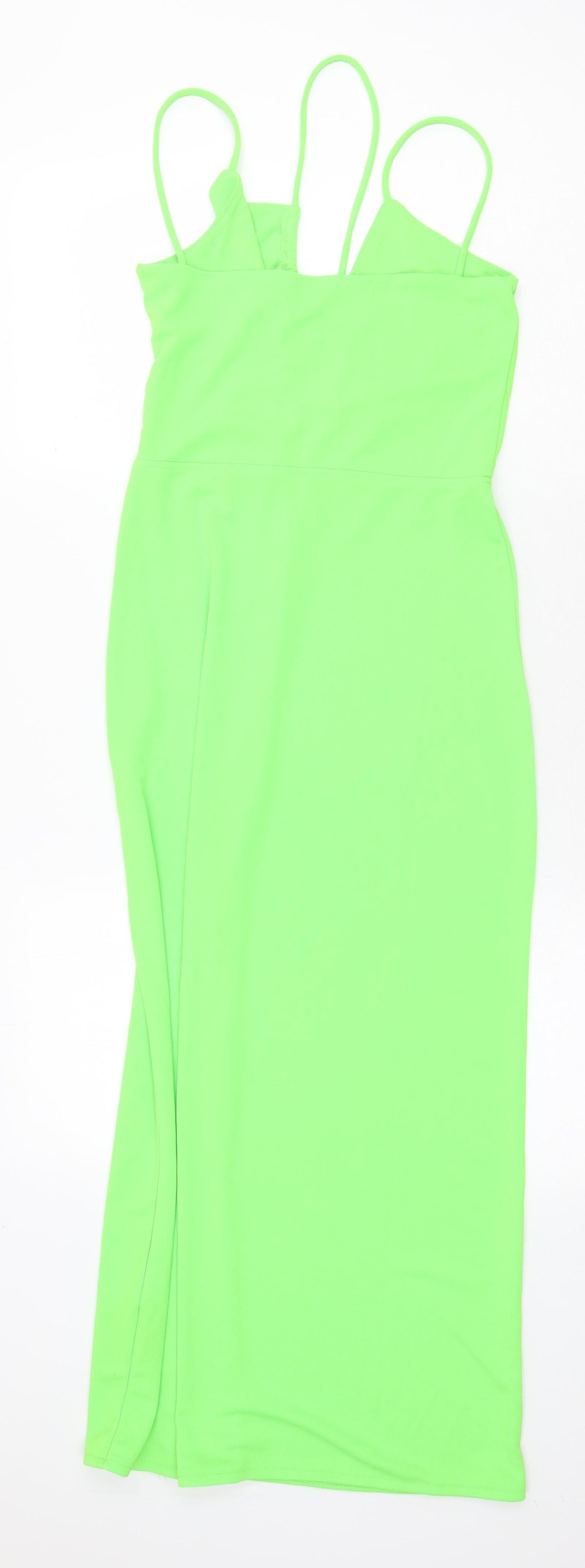 H&M Womens Green Polyester Slip Dress Size XS V-Neck Pullover