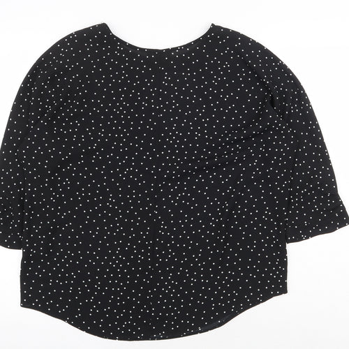 Papaya Womens Black Geometric Polyester Basic Blouse Size 12 Boat Neck