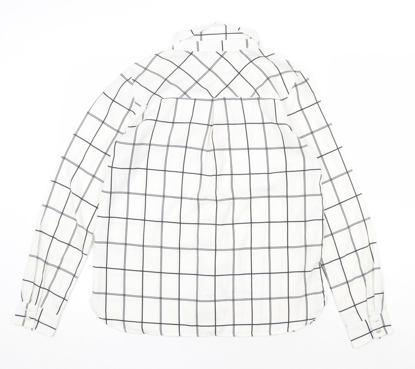 ESMARA Womens White Check Polyester Basic Button-Up Size 10 Collared