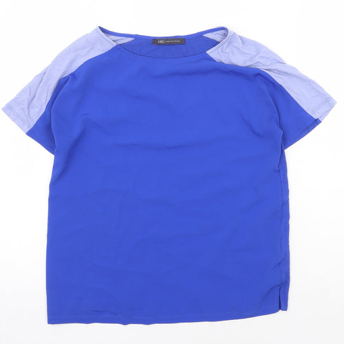 Marks and Spencer Womens Blue Viscose Basic T-Shirt Size 8 Boat Neck