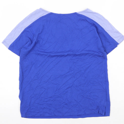 Marks and Spencer Womens Blue Viscose Basic T-Shirt Size 8 Boat Neck