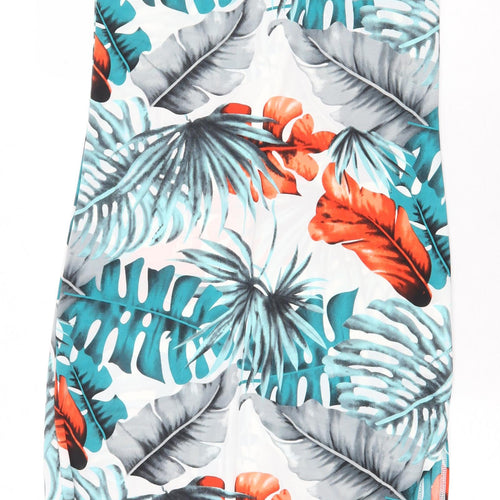 Brave Soul Womens Multicoloured Geometric Polyester Tank Dress Size M Boat Neck Pullover - Leaf Pattern