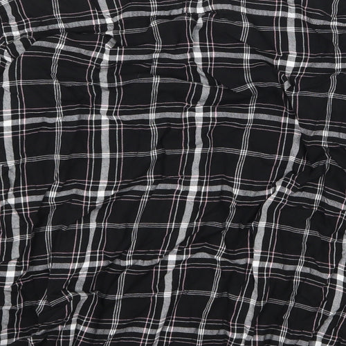 TOM TAILOR Womens Black Plaid Viscose Basic Blouse Size 8 Scoop Neck