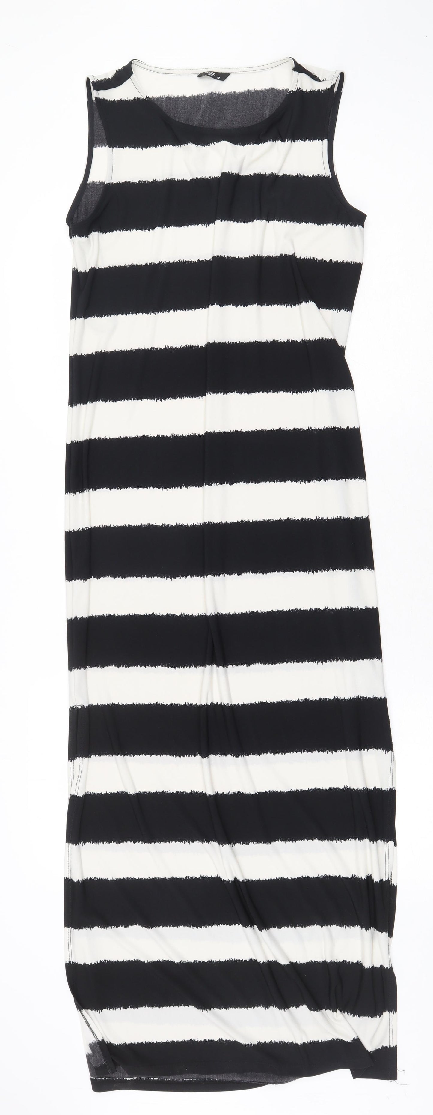M&Co Womens Multicoloured Striped Polyester Tank Dress Size 12 Boat Neck Pullover