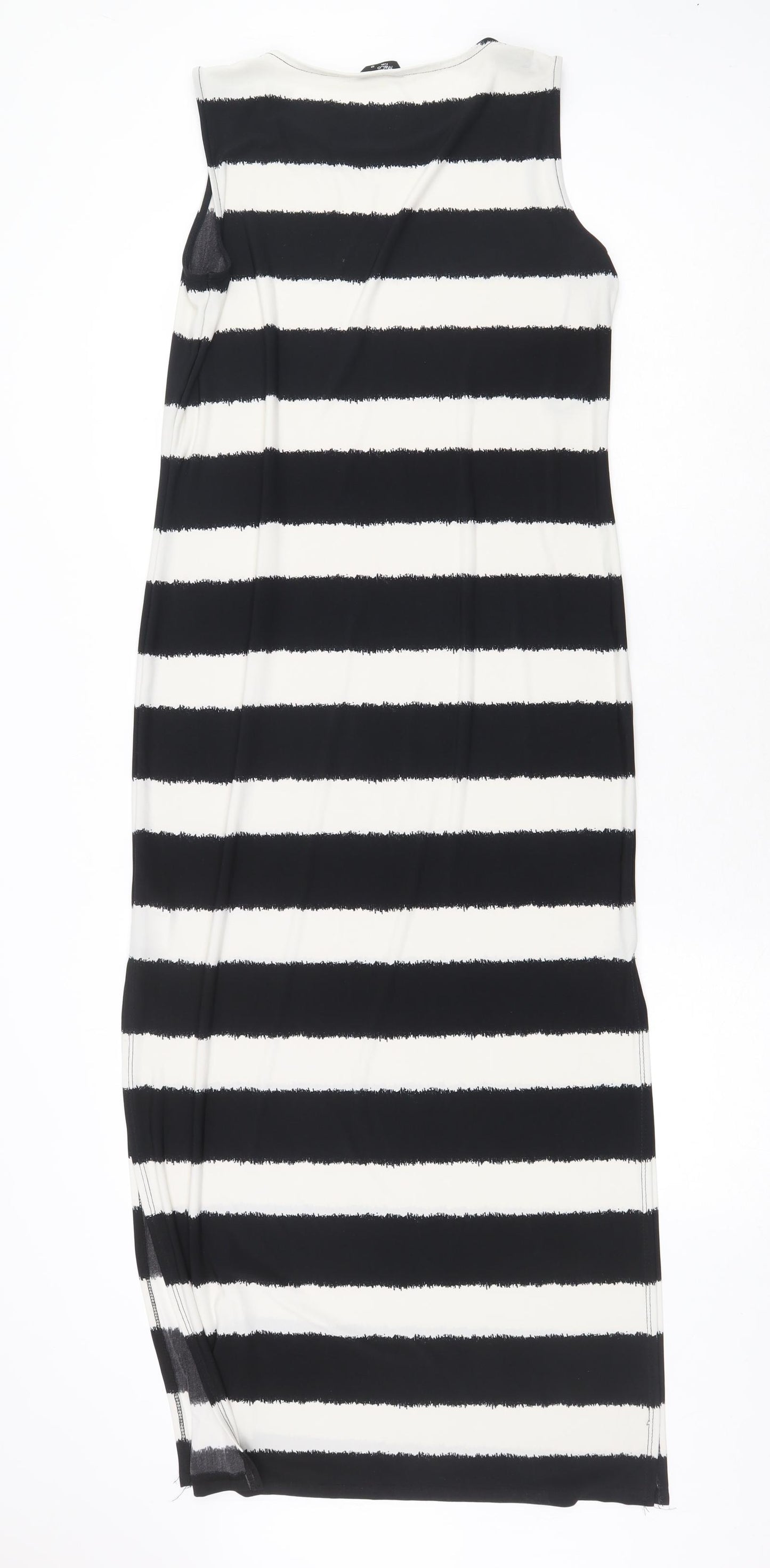 M&Co Womens Multicoloured Striped Polyester Tank Dress Size 12 Boat Neck Pullover