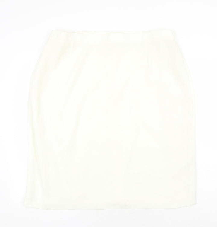 For Women Womens Ivory Polyester Straight & Pencil Skirt Size 24 Zip