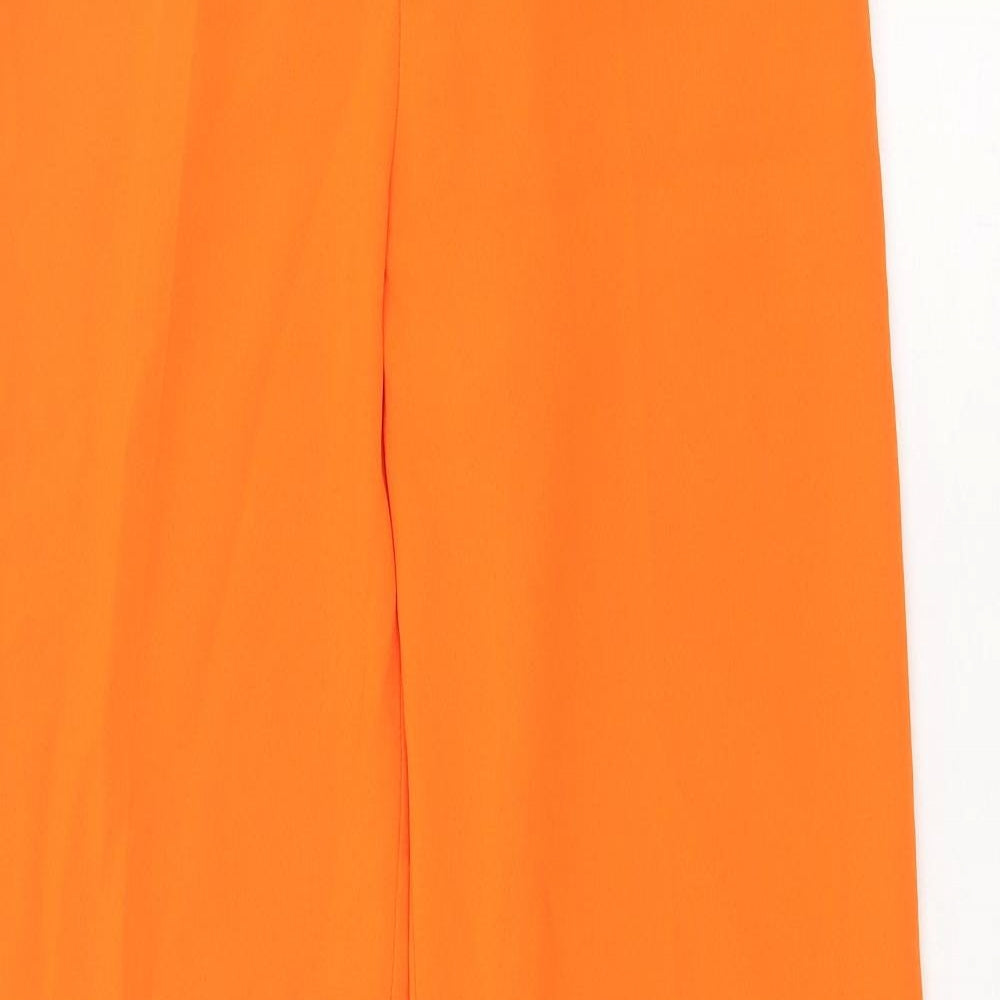 Zara Womens Orange Polyester Trousers Size S Regular Zip