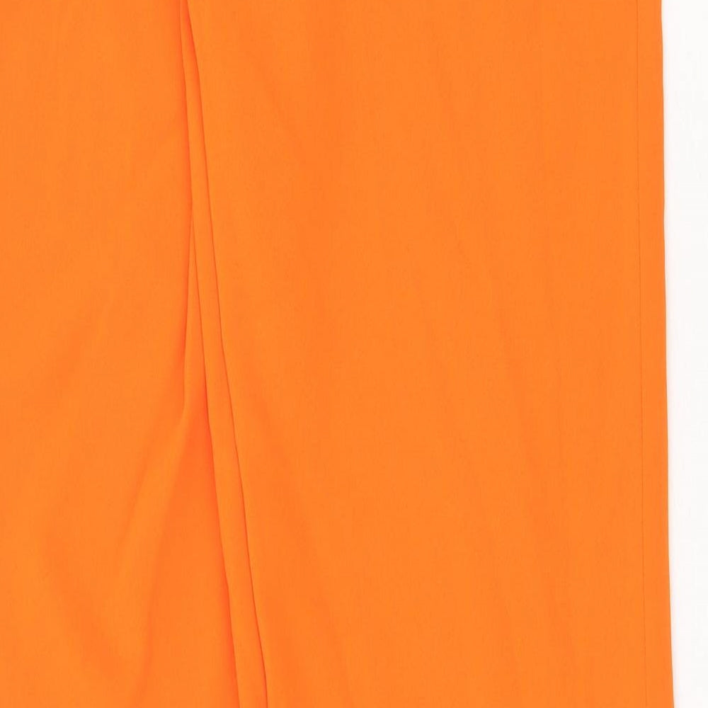 Zara Womens Orange Polyester Trousers Size S Regular Zip