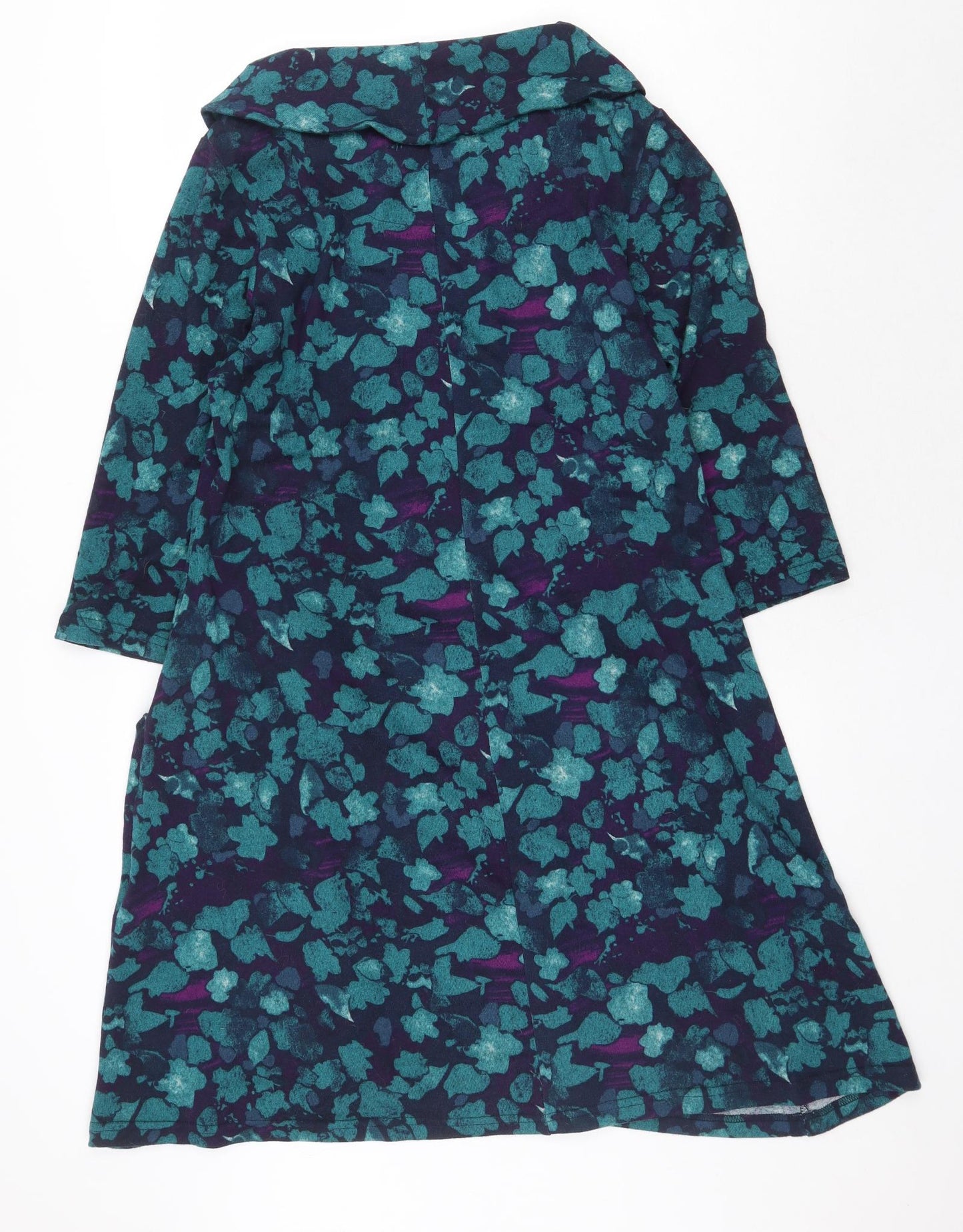 Isle Collection Womens Green Geometric Polyester A-Line Size 16 Collared Pullover