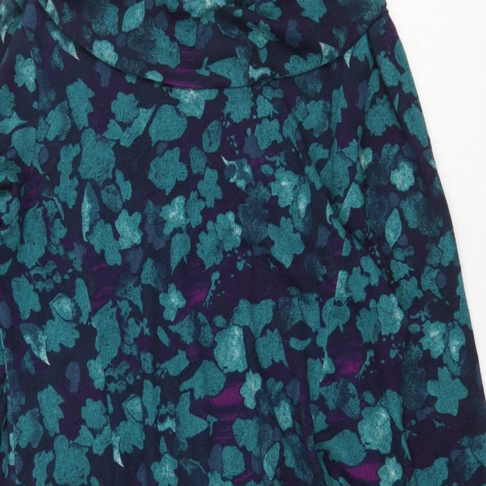 Isle Collection Womens Green Geometric Polyester A-Line Size 16 Collared Pullover