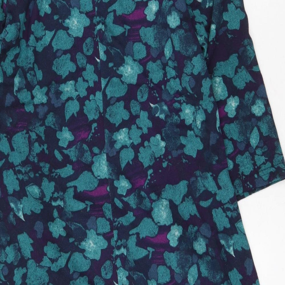 Isle Collection Womens Green Geometric Polyester A-Line Size 16 Collared Pullover