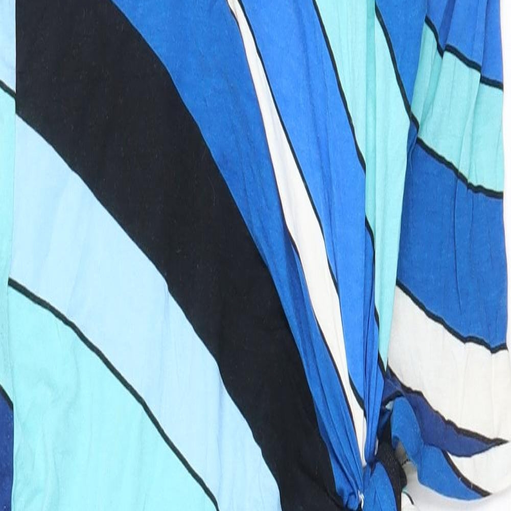 Damsel in a Dress Womens Blue Striped Viscose Sheath Size 10 Scoop Neck Tie - Tie Side Detail