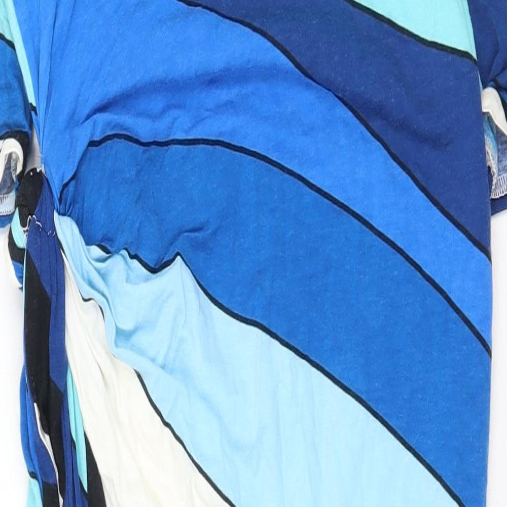 Damsel in a Dress Womens Blue Striped Viscose Sheath Size 10 Scoop Neck Tie - Tie Side Detail