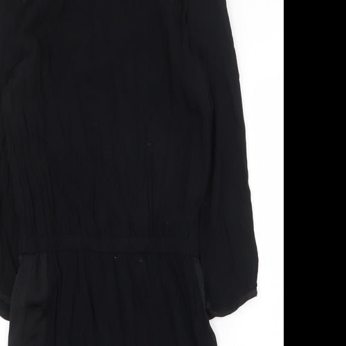 H&M Womens Black Polyester Shift Size 6 Boat Neck Zip