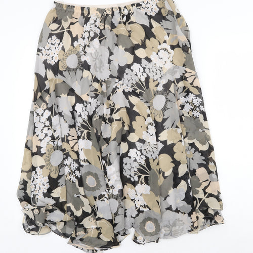 Bob Markie Womens Brown Floral Polyester A-Line Skirt Size L