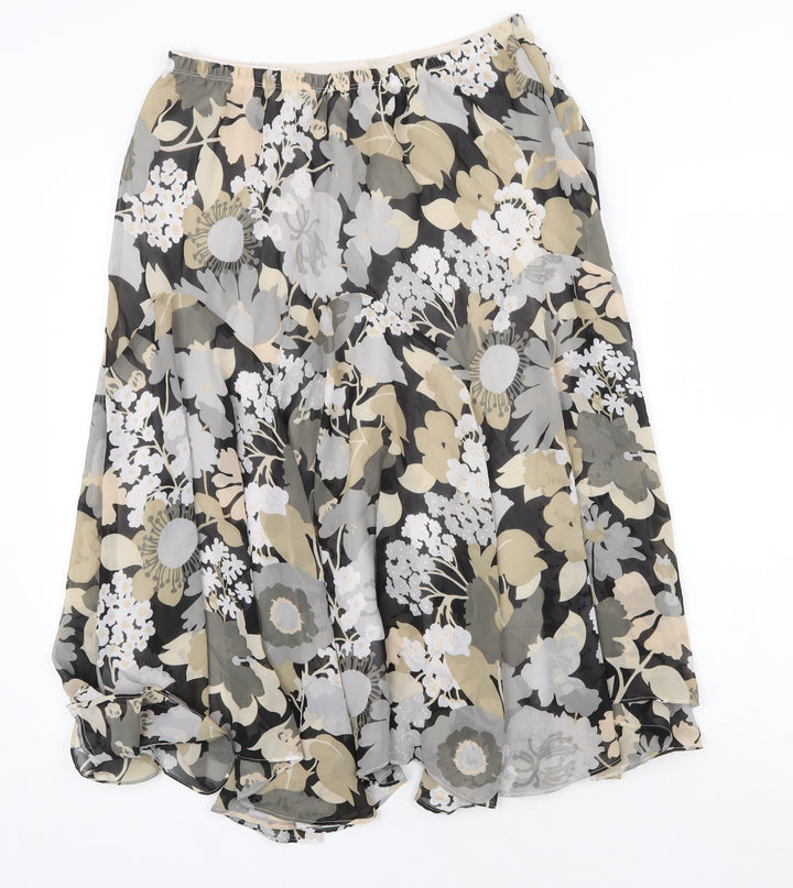 Bob Markie Womens Brown Floral Polyester A-Line Skirt Size L