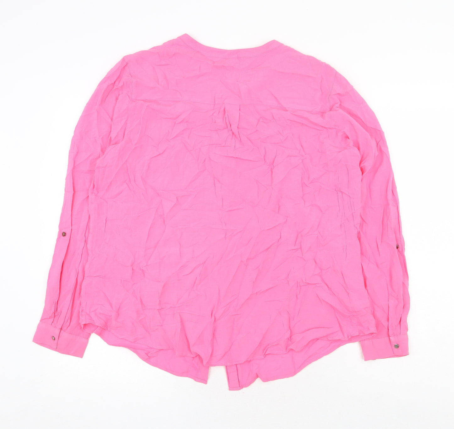 Marks and Spencer Womens Pink Polyester Basic Blouse Size XL V-Neck
