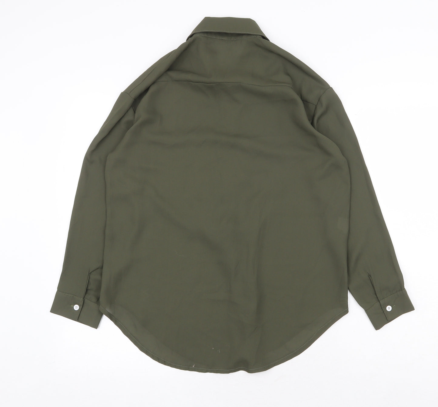 Preworn Womens Green Polyester Basic Button-Up Size M Collared