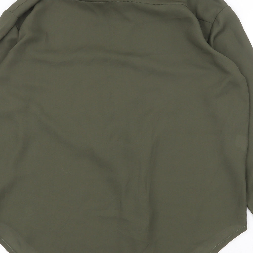 Preworn Womens Green Polyester Basic Button-Up Size M Collared