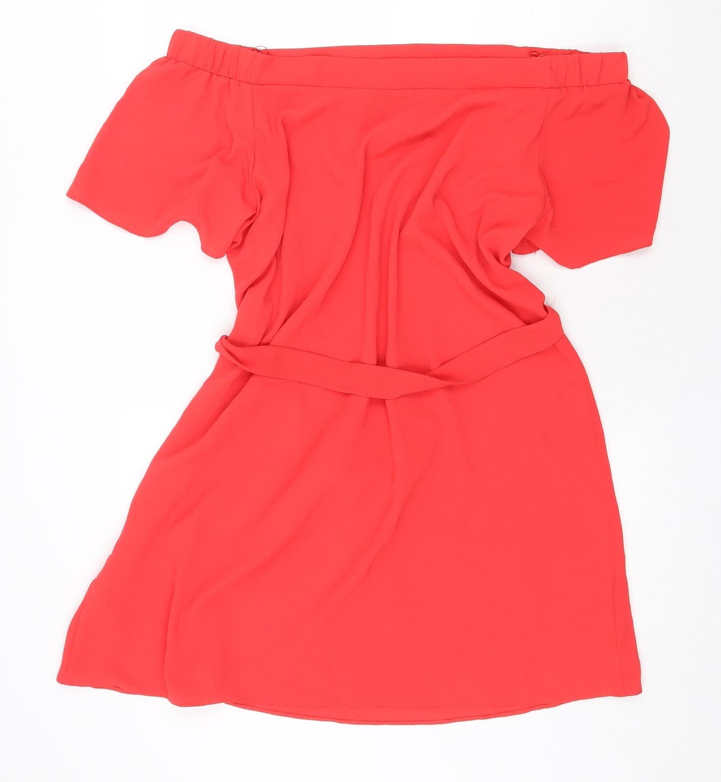 F&F Womens Red Polyester A-Line Size 14 Off the Shoulder Tie