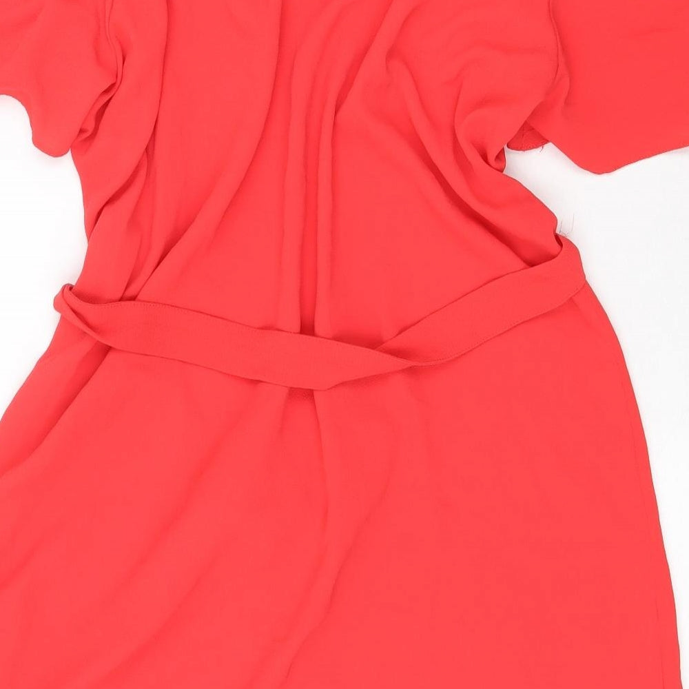 F&F Womens Red Polyester A-Line Size 14 Off the Shoulder Tie