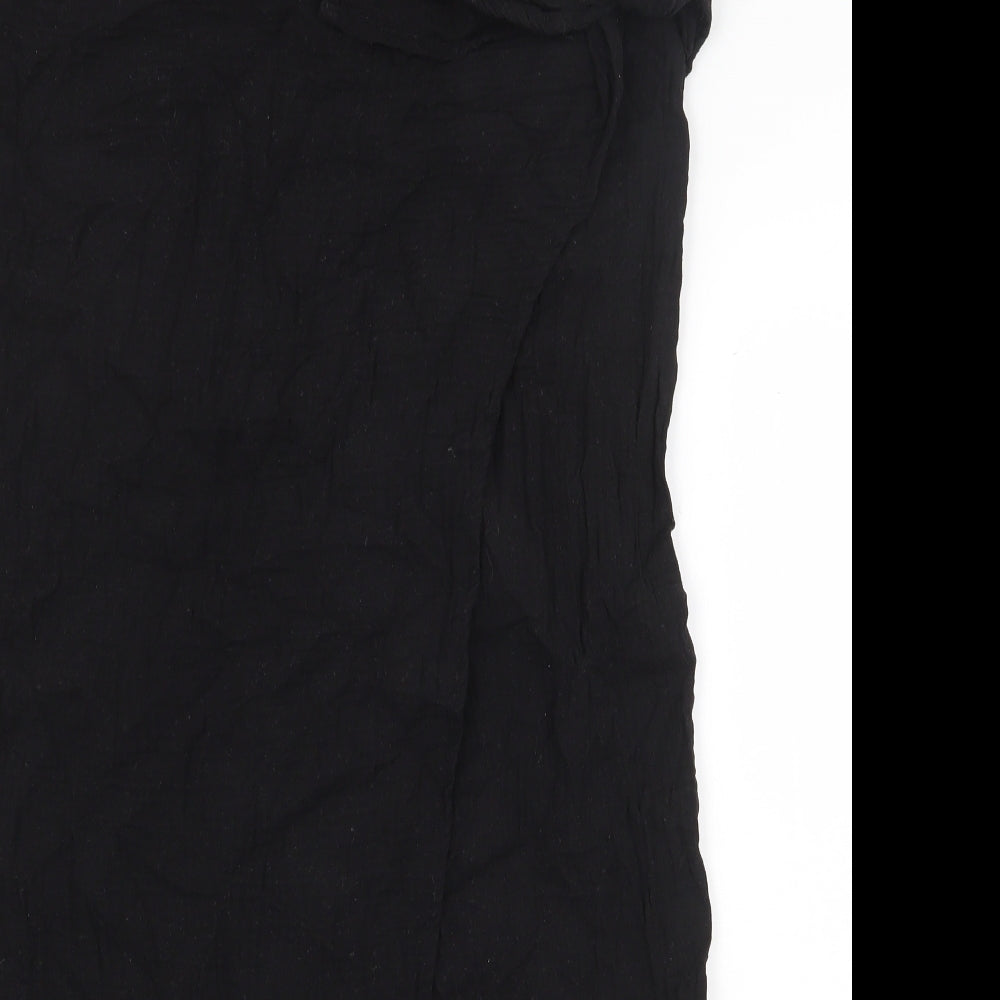 F&F Womens Black Cotton Wrap Skirt Size 18 Tie