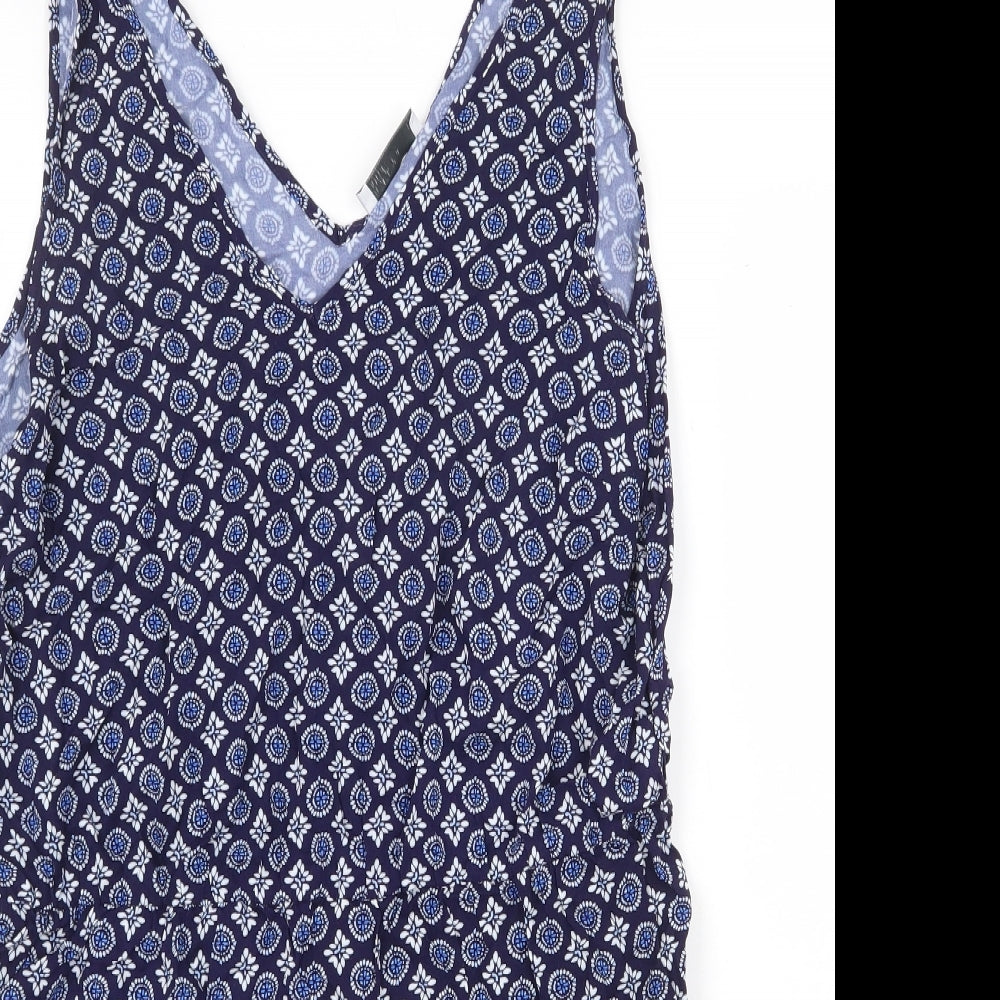 Papaya Womens Blue Geometric Viscose Playsuit One-Piece Size 16 Pullover