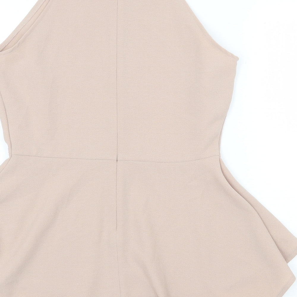 New Look Womens Beige Polyester Tunic Blouse Size 12 Round Neck - Peplum