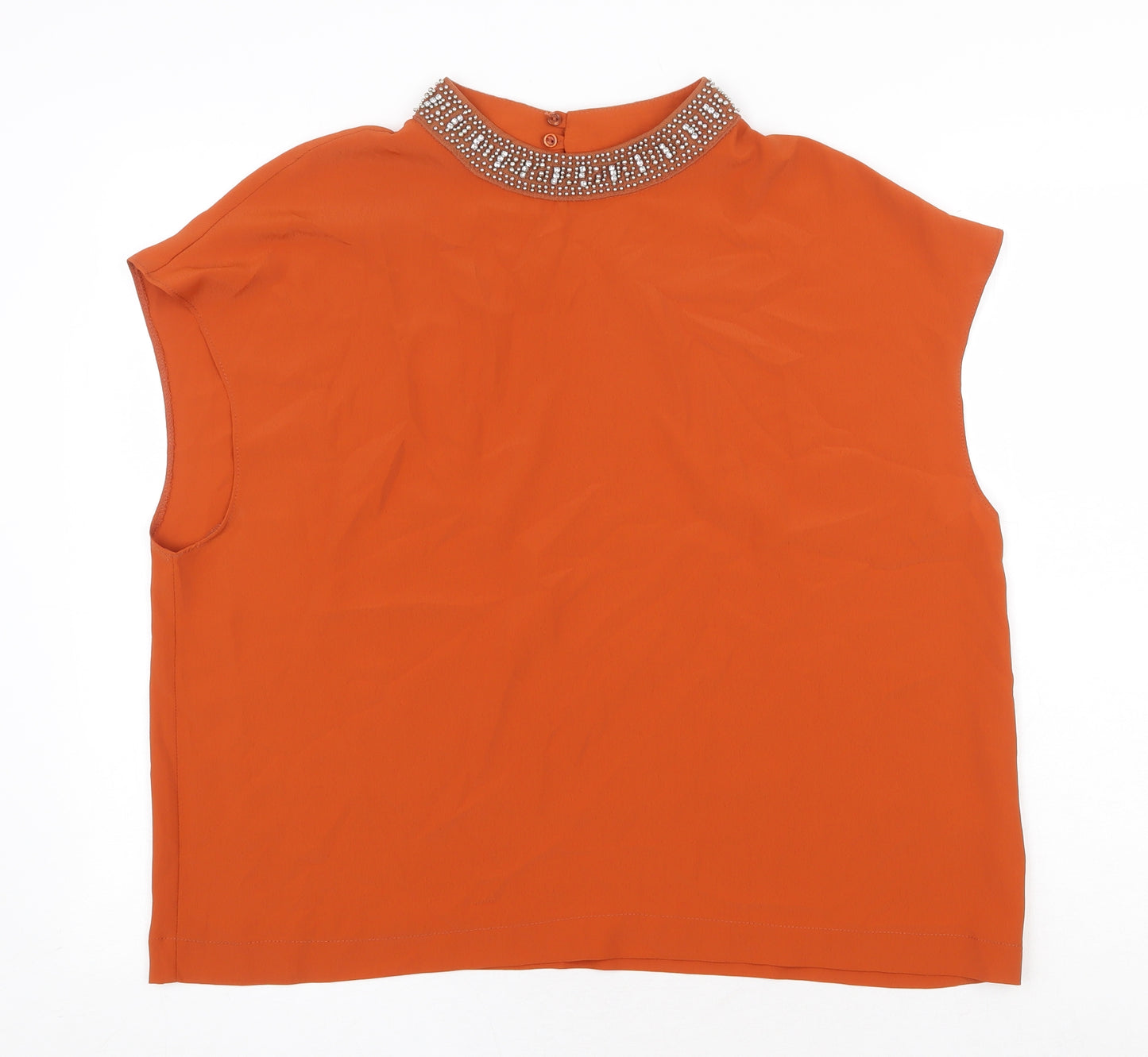 New Look Womens Orange Polyester Basic Blouse Size 18 Round Neck