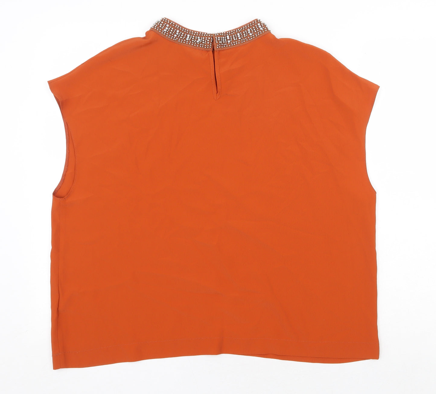 New Look Womens Orange Polyester Basic Blouse Size 18 Round Neck