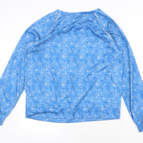 Sheilay Womens Blue Polyester Basic Blouse Size L Scoop Neck - Daisy