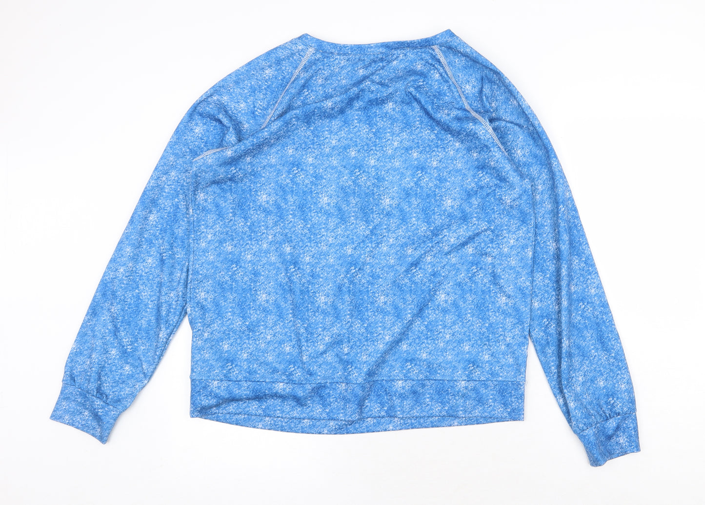 Sheilay Womens Blue Polyester Basic Blouse Size L Scoop Neck - Daisy