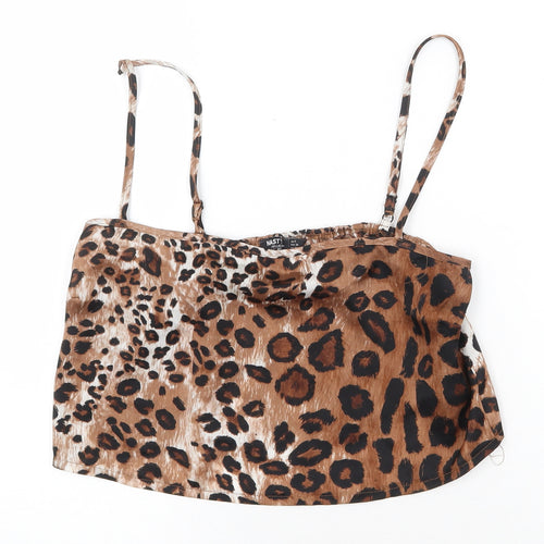 Nasty Gal Womens Brown Animal Print Polyester Cropped Tank Size 6 Square Neck - Leopard Print