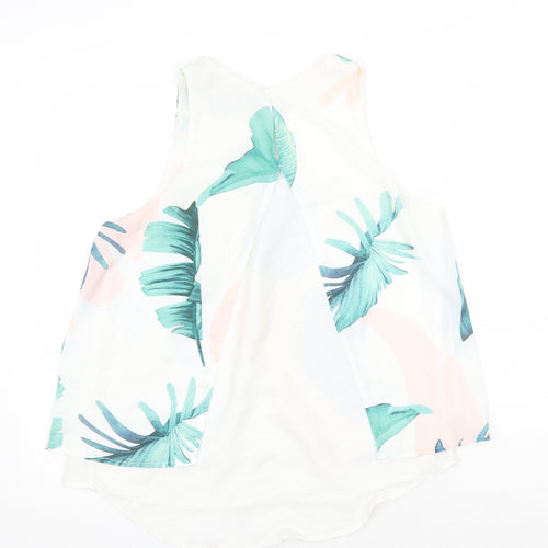 Yoins Womens White Geometric Polyester Basic Tank Size M Round Neck - Leaf Print
