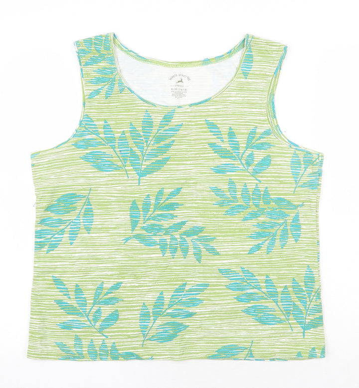 White Stag Womens Green Geometric Cotton Basic Tank Size XL Round Neck - Leaf Print